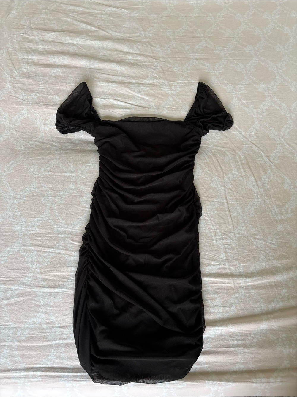 Princess Polly Black Ruched Off-Shoulder Midi Dress